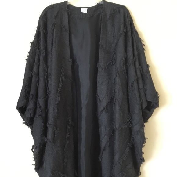 ONA Coat Cape Black Gray Dolman Style Sleeves - Picture 2 of 8